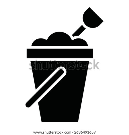 Sand bucket icon Flat outline fill black and white