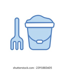 Icono del cubo de arena aísla la ilustración del material del vector de fondo blanco.