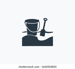 Sand bucket icon isolated on clean background. Sand bucket icon concept drawing icon in modern style. Vector illustration for your web mobile logo app UI design.
