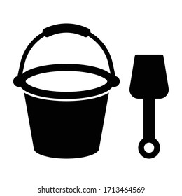 icono del balde de arena vector aislado