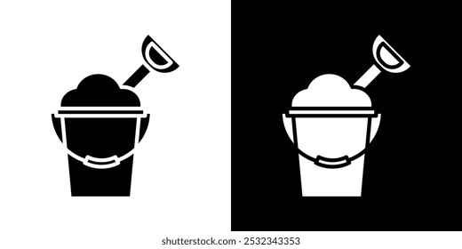 Sand bucket icon linear logo isolated