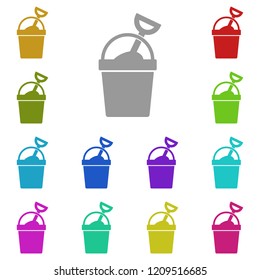Sand bucket icon in multi color. Simple glyph vector of summer set for UI and UX, website or mobile application