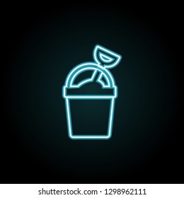 Sand bucket icon in neon style. Simple thin line, outline vector of Summer icons for UI and UX, website or mobile application