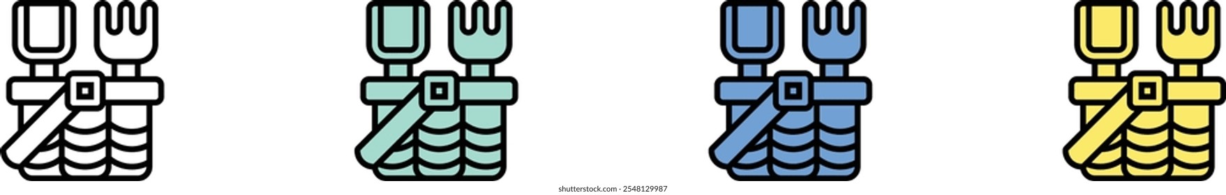 sand bucket icon. Outline, Green, Blue and Yellow Style Design Isolated On White Background