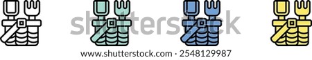 sand bucket icon. Outline, Green, Blue and Yellow Style Design Isolated On White Background