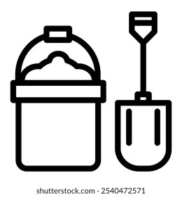 Sand bucket Icon in Outline Style. Line Art. Isolated on White Background