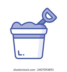 Sand bucket icon represents a small pail used for carrying and playing with sand at the beach or in a sandbox