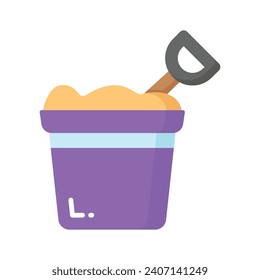 Sand bucket icon represents a small pail used for carrying and playing with sand at the beach or in a sandbox
