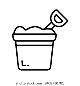 Sand bucket icon represents a small pail used for carrying and playing with sand at the beach or in a sandbox