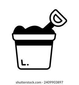 Sand bucket icon represents a small pail used for carrying and playing with sand at the beach or in a sandbox
