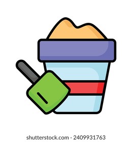 Sand bucket icon represents a small pail used for carrying and playing with sand at the beach or in a sandbox