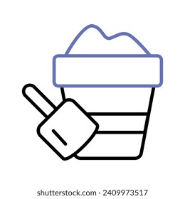 Sand bucket icon represents a small pail used for carrying and playing with sand at the beach or in a sandbox