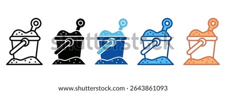 Sand Bucket Icon Set Multiple Style Collection
