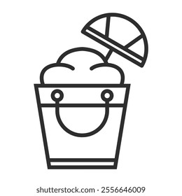Sand bucket icon, Summer game outline icon, editable vector illustration and transparent graphic element. Isolated on white background