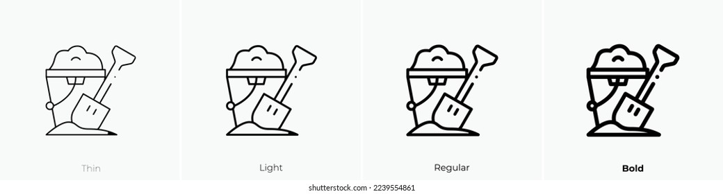 sand bucket icon. Thin, Light Regular And Bold style design isolated on white background