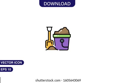 Sand bucket icon in trendy flat style isolated on white background vector illustration