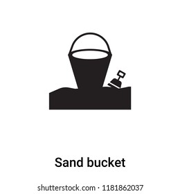 Sand bucket icon vector isolated on white background, logo concept of Sand bucket sign on transparent background, filled black symbol