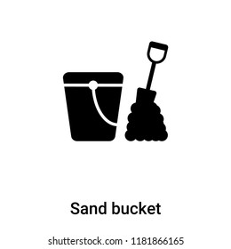 Sand bucket icon vector isolated on white background, logo concept of Sand bucket sign on transparent background, filled black symbol