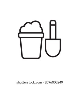 SAND BUCKET Symbol in Vektorgrafik. Logotyp