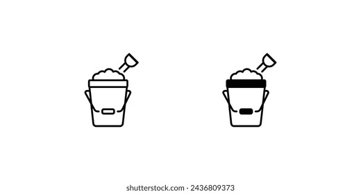 Sandkübel-Symbol mit weißem Hintergrund Vektor Stock Illustration