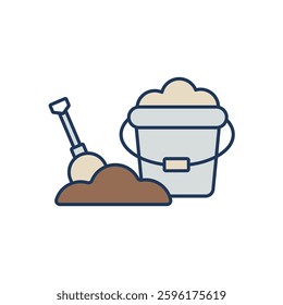 sand bucket icons isolated on White Background. Flat style design