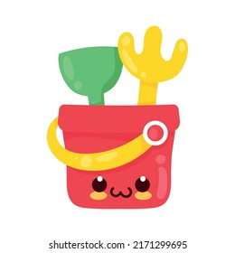 sand bucket kawaii style character