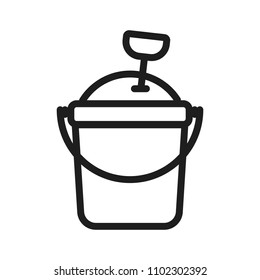 Sand bucket for kids icon. Vector thin line illustration for playgrounds and beach children leisure time