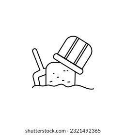 Icono de la línea del cubo de arena. Símbolo de esquema único de alta calidad para diseño web o aplicación móvil. Firma de línea delgada para el logotipo de diseño. Pictograma de contorno negro sobre fondo blanco
