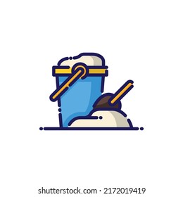 Sand Bucket Lineal Icon - Summer Season Icon Vector Illustration