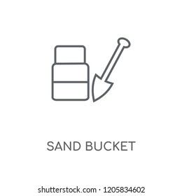 Sand bucket linear icon. Sand bucket concept stroke symbol design. Thin graphic elements vector illustration, outline pattern on a white background, eps 10.