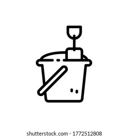 Sand bucket outline icons. Vector illustration. Editable stroke. Isolated icon suitable for web, infographics, interface and apps.