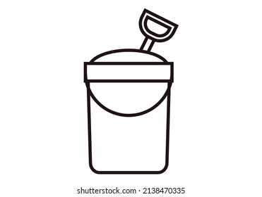 Sand bucket with shovel black icon.