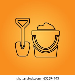 Sand Bucket and shovel flat icon