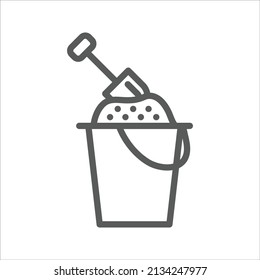 Sand Bucket And Shovel Simple Line Icon