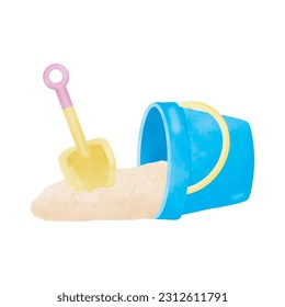Sand bucket and shovel toy watercolor cartoon on white background vector illustration svg