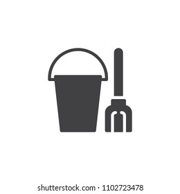 Sand bucket with shovel vector icon. filled flat sign for mobile concept and web design. Summer and travel simple solid icon. Symbol, logo illustration. Pixel perfect vector graphics