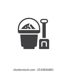 Sand bucket and shovel vector icon. filled flat sign for mobile concept and web design. Sand Toys glyph icon. Symbol, logo illustration. Vector graphics