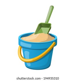 Sand Bucket and shovel. Vector illustration