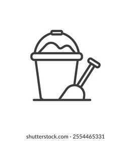 Sand Bucket thin liner icon vector.