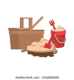sand bucket with tools to play