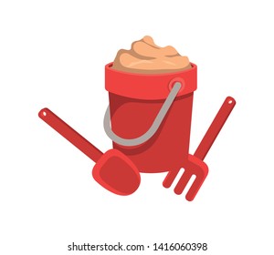 sand bucket with tools to play
