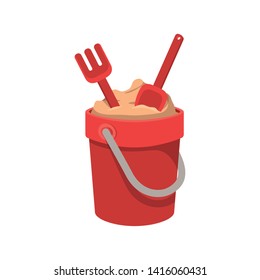 sand bucket with tools to play
