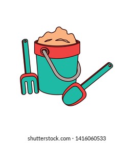sand bucket with tools to play