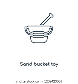 Sand bucket toy concept line icon. Linear Sand bucket toy concept outline symbol design. This simple element illustration can be used for web and mobile UI/UX.