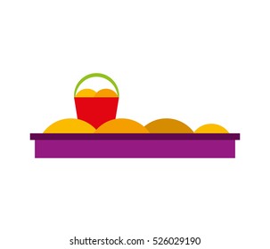 sand bucket toy flat icon vector illustration design