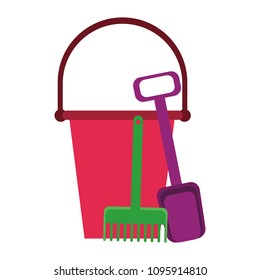 Sand bucket with toy tools