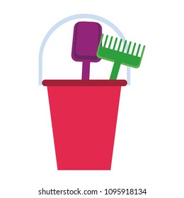 Sand bucket with toy tools