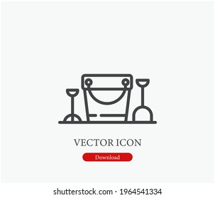 Sand bucket vector icon.  Editable stroke. Symbol in Line Art Style for Design, Presentation, Website or Apps Elements, Logo. Pixel vector graphics - Vector
