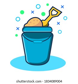 Sand Bucket Vector Icon Illustration. Summer Holiday Icon Concept White Isolated. Flat Cartoon Style Suitable for Web Landing Page, Banner, Sticker, Background