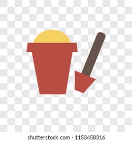 Sand bucket vector icon isolated on transparent background, Sand bucket logo concept
